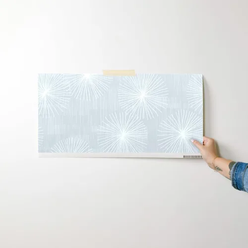 Miniatura 7 de Spoonflower Papel tapiz para despegar y pegar, diseño de diente de león gris claro, blanco, minimalista, círculo, copo de nieve, redondo, mediados