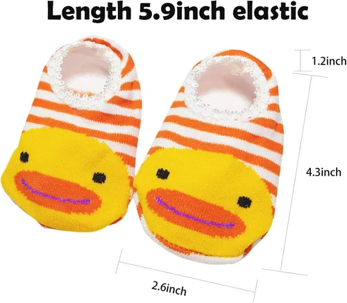 Miniatura 3 de CXP Good Goods Baby Girls' Anti Slip Skid Socks Baby Walker Toddler Cute Stripes Boat Socks for 6-18 Months (5 Pairs)