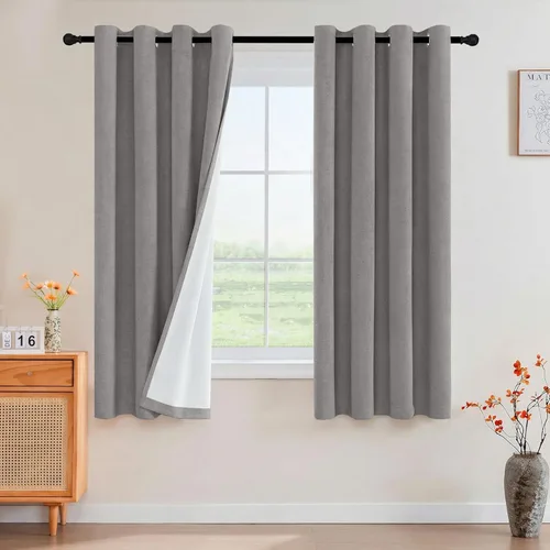 Miniatura 30 de Primitive - Cortinas opacas 100 % de lino texturizado natural para dormitorio, sala de estar, cortinas para ahorra energía, tela de arpillera