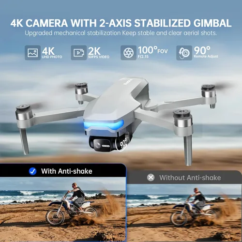 Miniatura 2 de Drones con cámara para adultos 4K, dron plegable para principiantes con motor sin escobillas, seguimiento automático, vuelo con toque, vuelo