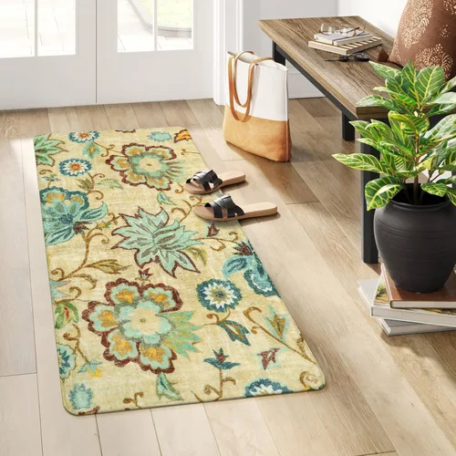 Miniatura 48 de Lahome - Tapete floral con estampado de cachemira, lavable, antideslizante, pequeño, anti-manchas, suave, para baño, entrada, dormitorio, Negro