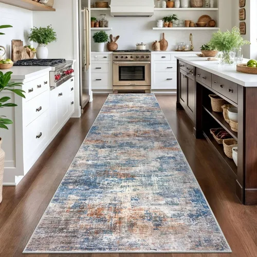 Miniatura 983 de IOHOUZE Alfombra abstracta lavable de 3 x 12 pies para pasillos, antideslizante para cocina, camino de entrada de lana sintética para interiores