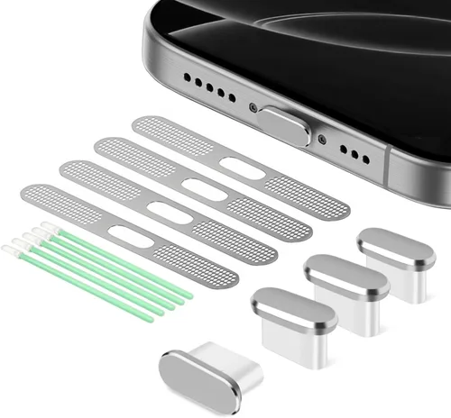 Miniatura 10 de Tapón Antipolvo USB C, Funda de Puerto USB C Tipo C para Enchufe de Puerto de Carga, Funda Antipolvo para Altavoces, Accesorios para iPhone 17 Pro