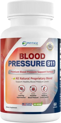 Presión arterial 911 – Suplemento avanzado para apoyar la presión arterial – Fórmula totalmente natural con bayas de espino, hoja de olivo y