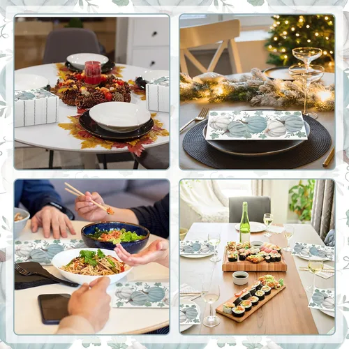 Miniatura 5 de Geyoga 200 servilletas decorativas de papel desechables para invitados de otoño, Día de Acción de Gracias, calabazas azules y blancas, servilletas