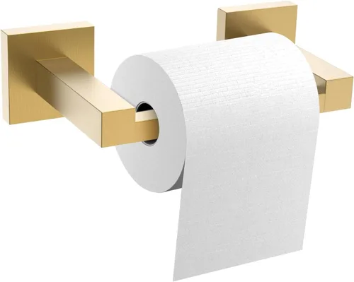 Soporte de pared para papel higiénico, soporte para toallas de papel dorado cepillado, doble base, soporte grande de acero inoxidable para rollo de