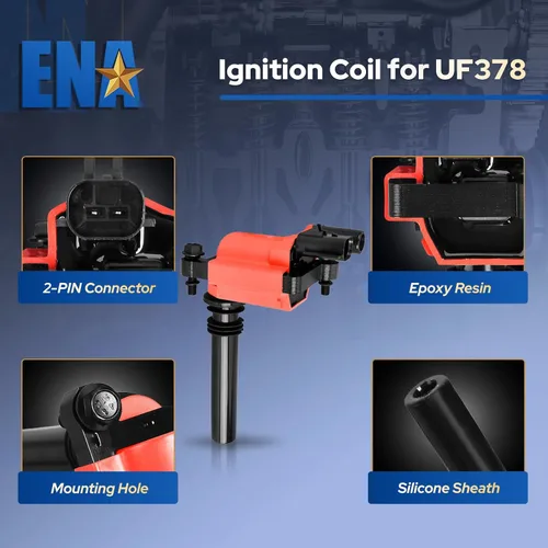 Miniatura 5 de ENA Juego de 8 bobinas de encendido rojas con juego de cables rojos y 16 bujías compatibles con Chrysler Dodge Jeep Ram 1500 2500 3500 Magnum Grand