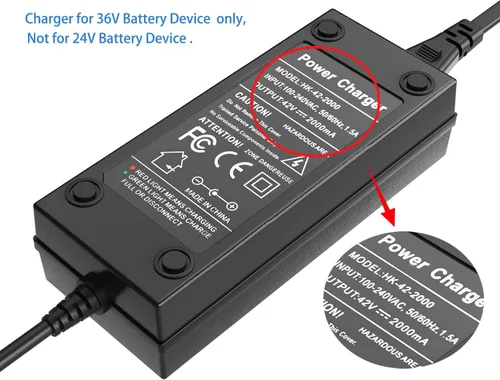 Miniatura 3 de Adaptador de corriente de 42V 2A PowerFast, Conector en línea de 3 clavijas para Sports Mod de 36V, Pocket Mod batería de litio, cargador de batería