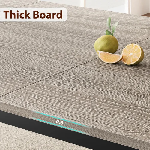 Miniatura 4 de GarveeHome Mesa de comedor industrial para 6-8 personas, mesa de cocina de 78.7 pulgadas de largo con marco de metal resistente y asientos, 6