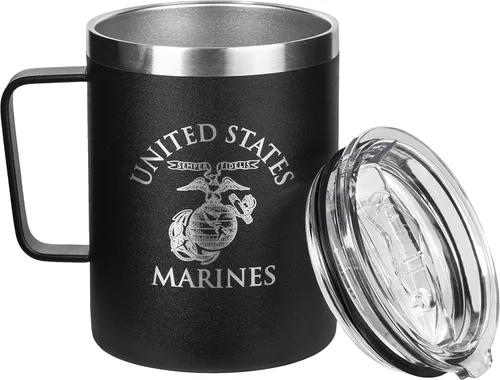 Miniatura 8 de Military Gift Shop Vaso Térmico de Café de Viaje de la Fuerza Aérea de Acero Inoxidable con Aislamiento al Vacío de Doble Pared Negro de 12 Onzas