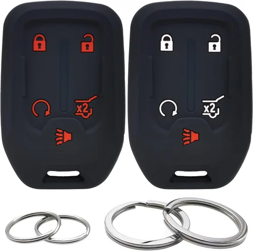 Miniatura 7 de 2 fundas de silicona para llavero de 5 botones, protector sin llave compatible con Chevrolet Chevy Silverado Suburban Tahoe GMC Acadia Sierra