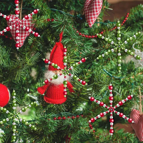 Miniatura 6 de Hotop 24 piezas de forma de alambre de copos de nieve de Navidad, copos de nieve de metal, cuentas de Navidad para bricolaje, dijes de cinta con 3