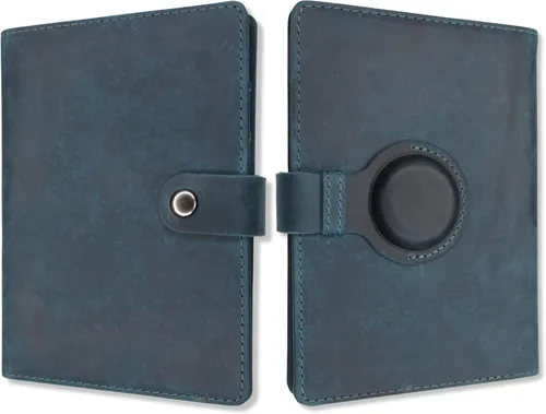 Soporte para pasaporte AirTag de cuero genuino y cartera para hombres y mujeres, bloqueo RFID para viajes seguros y organizador de documentación,