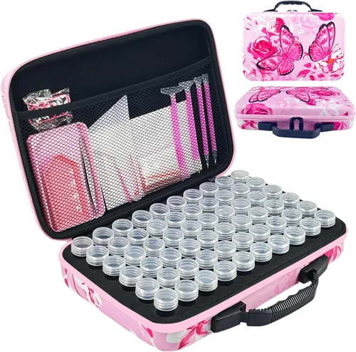 Miniatura 13 de Contenedores de almacenamiento de pintura de diamantes, 120 ranuras para accesorios de pintura de diamantes y herramientas para estuche organizador