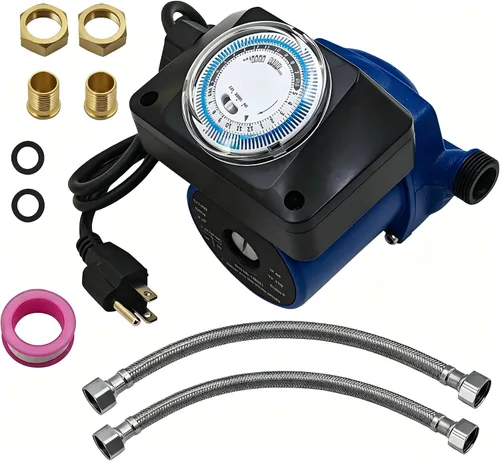 115V Hot Water Circulation/Recirculating Pump with Timer,3-Speed Circulator Pump, Max.Q/H :8.4GPM/16.7FT,Silent Operation for Domestic Water
