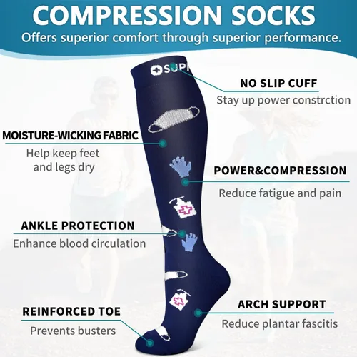 Miniatura 87 de 6 Pack Copper Compression Socks for Women and Men Circulation-Best Support for Medical, Running,Nursing,Athletic