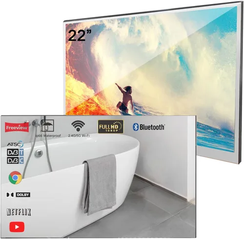 Miniatura 9 de Soulaca 19 pulgadas elegante color negro impermeable baño TV ducha spa publicidad WiFi Bluetooth DTV ATSC baño bañera envolvente