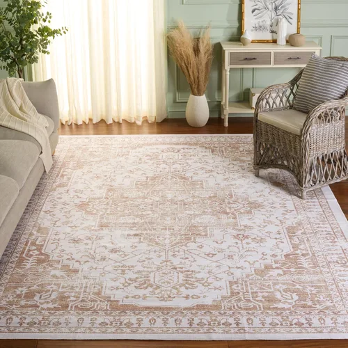 Miniatura 11 de SAFAVIEH Alfombra lavable Arizona Collection – 5 x 8 pies, ovalada, beige y dorado, antideslizante y fácil de limpiar, ideal para sala de estar