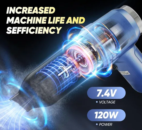 Miniatura 4 de Aspirador de mano inalámbrico portátil con 15000 PA, plumero de aire de 120 W, motor sin escobillas, mini aspiradora de automóvil para automóvil