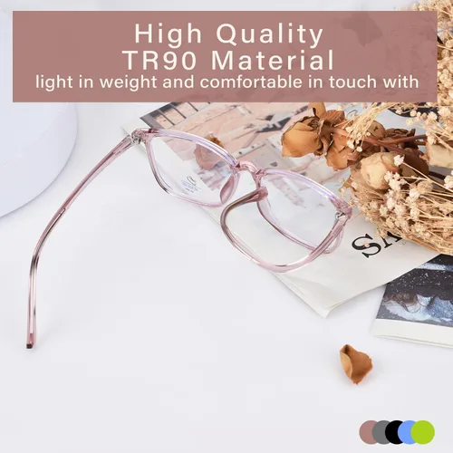 Miniatura 3 de FONHCOO Gafas de bloqueo de luz azul para mujeres y hombres, TR90, marco de moda, gafas de luz azul para computadora marrón (Crystal Brown)