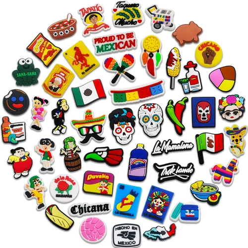 25 50 dijes para zapatos mexicanos que se adaptan a sandalias de zuecos de cocodrilo decoraciones de zapatos de inspiración mexicana para adultos