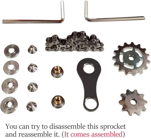 Miniatura 5 de Sprocket Fidgets Cadena de acero inoxidable Fidget Cube Engranajes Engranajes Cadena de bicicleta Novedad Fidget Block Kinetic Desk Metal EDC Focus