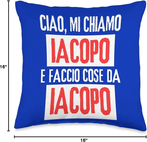 Miniatura 4 de Iacopo Idea Regalo Personalizzata con Nome Ciao Sono Faccio Cose Da Iacopo Personalizzato - Almohada personalizada, 16 x 16 pulgadas, multicolor