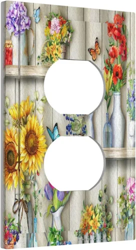 Miniatura 69 de Placa de pared decorativa con hojas de palmera tropicales de oro blanco, hoja de plátano, doble interruptor de luz de palanca decorativa, placa