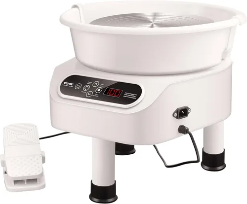 Miniatura 9 de VEVOR Rueda de cerámica de 11 pulgadas para adultos, máquina formadora de 450 W con motor de accionamiento directo y pantalla táctil LCD, pedal