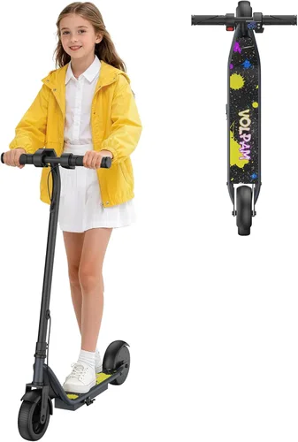Miniatura 9 de VOLPAM Scooter eléctrico para niños de 8 a 12 años, neumáticos sólidos de 6.5 pulgadas, motor de 250 W con 3 velocidades de hasta 9 MPH, arranque