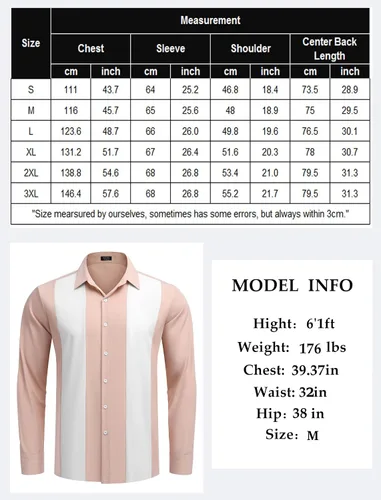 Miniatura 6 de COOFANDY Men's Vintage Bowling Shirt Casual Long Sleeve Button Down Retro Shirt