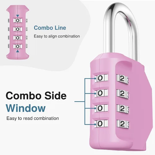 Miniatura 3 de Puroma - Candado con combinación de 4 dígitos resistente al agua, seguro para exteriores, ideal para taquillas de gimnasio, cajas de herramientas