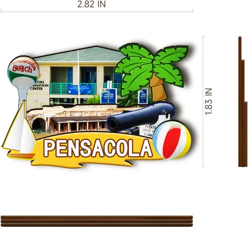 Miniatura 3 de Imán de madera de Pensacola de Estados Unidos 3D para nevera, recuerdos coleccionables, decoración hecha a mano, artesanías 2