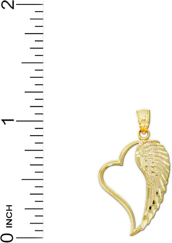 Miniatura 4 de Charm America - Ala de ángel de oro dentro del dije de corazón - Oro macizo de 10 quilates, Diamante