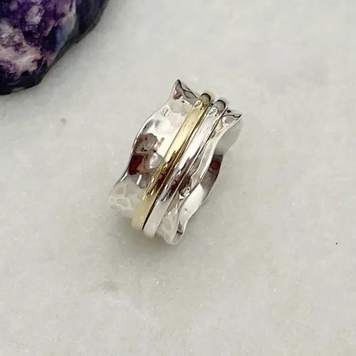 Miniatura 5 de Boho Spinner Ring, Mothers Day Gift, Silver 925 Women Ring, Sterling Silver 925 Ring, Fidget Spinner Ring,Women Silver Anxiety Ring
