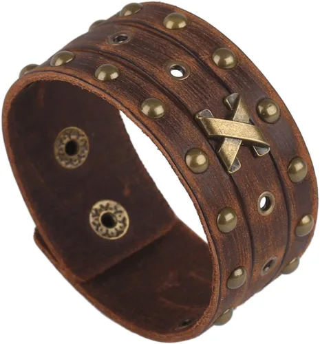 Miniatura 10 de Hamoery Men Leather Bracelet Punk Braided Rope Alloy Bracelet Bangle Wristband