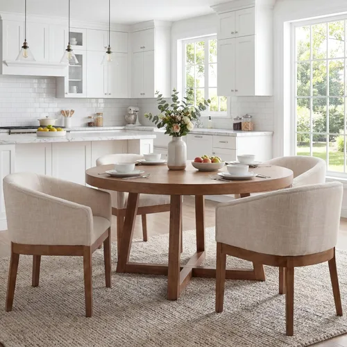 Miniatura 21 de RIVOVA Juego de 2 Sillas de Comedor Beige de Mediados de Siglo Modernas Sillas de Comedor Tapizadas en Lino Sillas de Cocina y Comedor con Respaldo