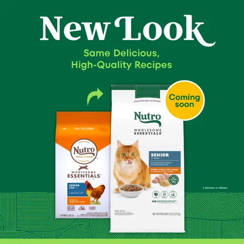 Miniatura 3 de Nutro Wholesome Essentials Alimento seco para gatos mayores, comida para gatos mayores, receta de pollo seco y arroz integral, bolsa de 5 libras