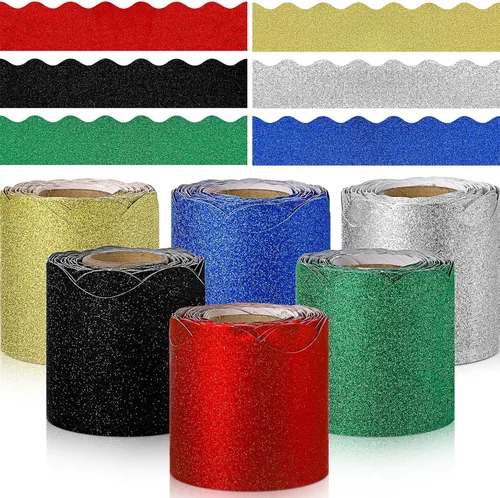 Miniatura 30 de TaoBary 6 Rollos 59.98 m Decoraciones de Bordes de Tablero de Anuncios de Navidad y de Invierno para el Aula, Bordes Dentados para Tablero de negro