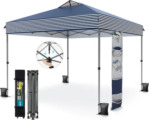 Miniatura 20 de PHI VILLA Tienda de campaña desplegable de 10 x 10 pies para exteriores, para eventos, fiestas, tienda de campaña de 100 pies cuadrados, color blanco