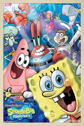 Miniatura 10 de Trends International Nickelodeon Spongebob - Póster de pared Joy, 14.725 x 22.375 pulgadas, versión con marco de madera tipo granero