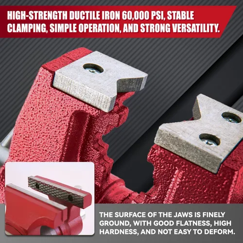 Miniatura 8 de UPG - Tornillo de banco mejorado de 5 pulgadas con tornillo de banco de hierro dúctil, tornillo de banco multiusos de 360° con yunque y pasadores
