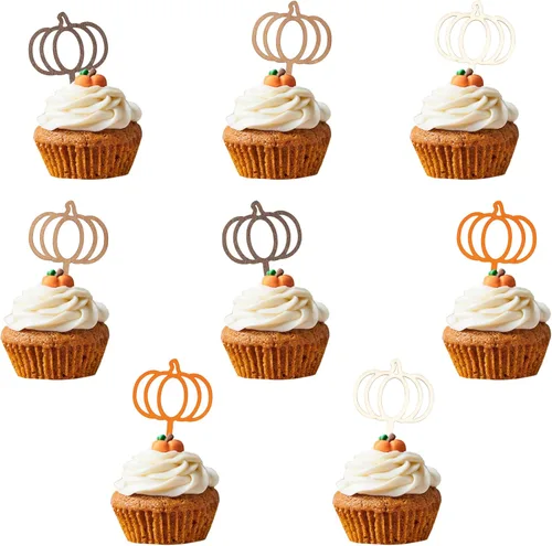 Miniatura 8 de VANGNING Decoración de pastel de calabaza – Decoración de pastel temática del primer otoño, decoración de pastel de madera con calabaza, decoración