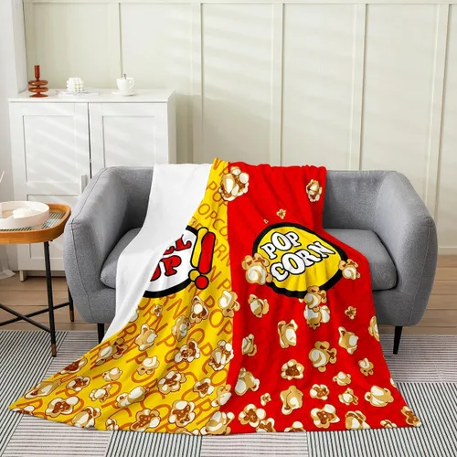 Miniatura 9 de Manta de felpa con diseño de palomitas de maíz, para niños, niñas, adolescentes, cine para todas las estaciones, manta de cama transpirable a