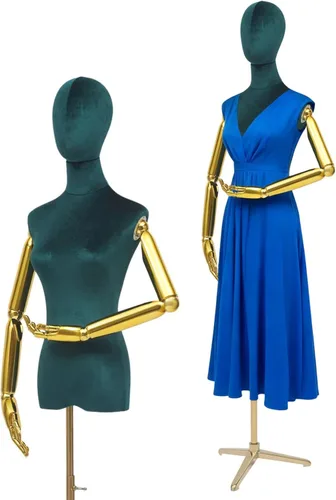 Miniatura 18 de Maniquí femenino forma de vestido de maniquí para mujer, torso con soporte, altura ajustable, 63-81 pulgadas, maniquí con cabeza de brazo