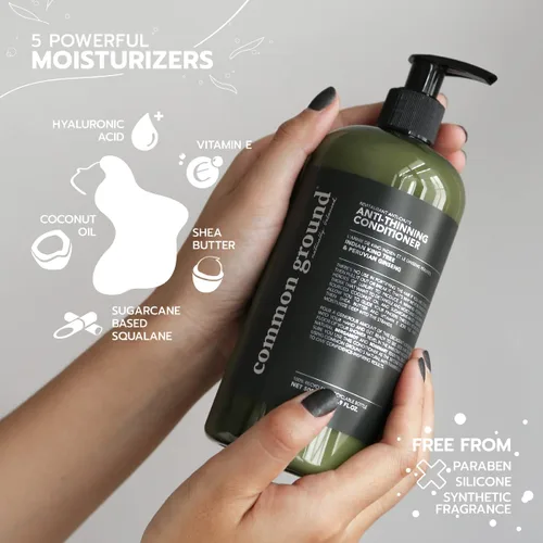 Miniatura 3 de Common Ground Acondicionador natural antiadelgazamiento, libre de sulfatos, parabenos y crueldad, vegano, a base de plantas, aroma de bergamota