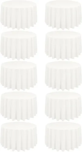 Miniatura 69 de Paquete de 10 manteles de poliéster de 60 x 102 pulgadas, manteles de poliéster beige para mesas rectangulares de 6 pies, resistentes a las manchas