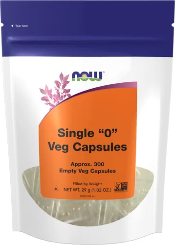 NOW Foods Suplementos, cápsulas vegetarianas vacías, individuales "0", rellenas por peso, proyecto verificado sin OMG, 300 cápsulas vegetales