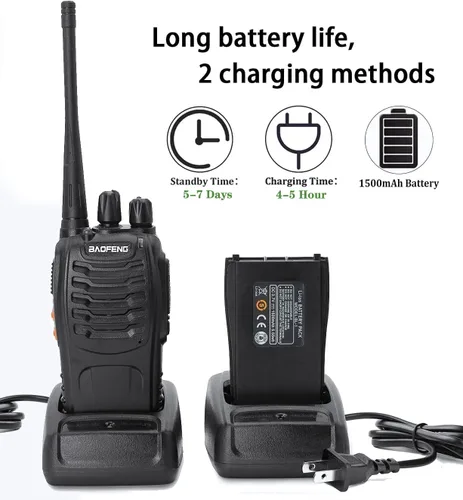Miniatura 4 de Baofeng Walkie Talkies - Radios bidireccionales de largo alcance con auriculares, paquete de 4 unidades UHF recargables de mano BF-888s Walkie