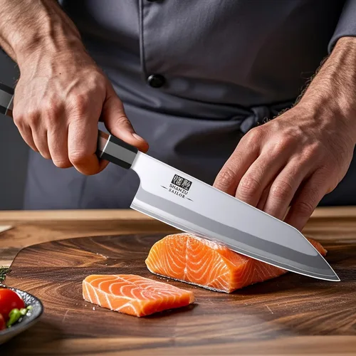 Miniatura 5 de SHAN ZU - Cuchillo de chef japonés de 8 pulgadas, cuchillo de cocina profesional de 9 capas de acero de alto carbono 10Cr15MoV, cuchillo de cocina